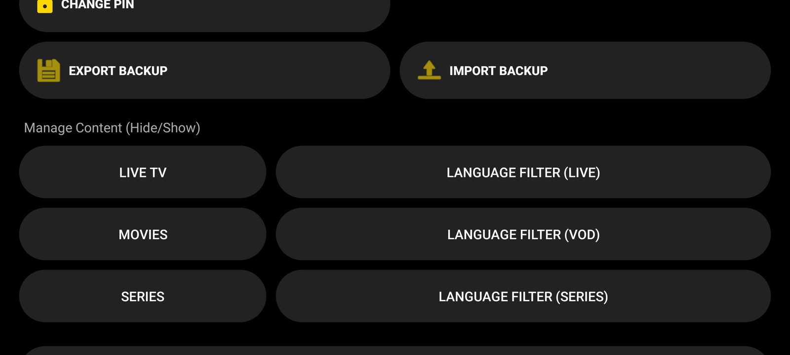 Settings — accounts
